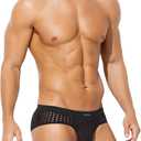 Casey Kevin Men's Mesh Briefs Breathable See Through Fishnet Underwear Low Rise Sexy Panties for Men,Black,Small