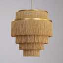 5-Tiered Boho Chandelier with Metal and Fringe,3 Lights Fringe Pendant Light Fixture,Tassle Chandelier for entryway,Dining Room,Baby Nursery,Gold, Hardwired-Chandelier