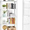 5 Tier Foldable Storage Shelf with Wheels, Heavy-Duty Metal Shelving Unit, No Assembly Book Shelf Rolling Storage Rack for Garage, Kitchen, Pantry, Closet, Exhibition, Office Decor, White