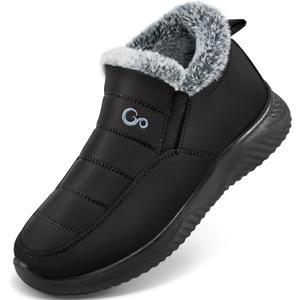 Ablanczoom Winter Snow Boots for Women: Comfortable Warm Fur Lined Slip On Waterproof Outdoor Ankle Booties (Black)