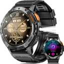 Military Smart Watches for Men with Flashlight, 170+ Sport Modes 1.43" AMOLED Screen, 530mAh Answer/Make Calls, Bluetooth for Android Phones and iPhone Compatible Heart Rate/SpO2/Sleep (Black)