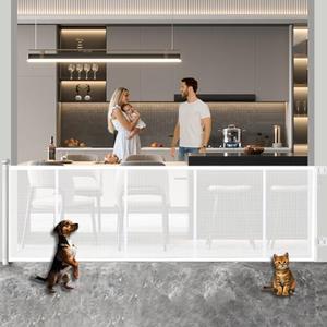 Huafly 197 Inch Retractable Baby Gates，Extra Wide Baby Gates for Large Openings, Child Gates, Safety Gates, Extra Long Dog Gates on Doorways, Stairs, Outdoor, Indoor (White, 197 Inch)