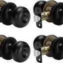 goldenwarm Black Interior Door Knobs, Matte Black Keyless Privacy Door Knob, Black Bedroom Door Knobs, Black Door Knobs Interior Bulk, Indoor Bathroom Door Knob (4 Pack, Matte Black)