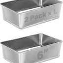 Stainless Steel Litter Box 2 Pack, 18"x14"x6"(Height) Medium to Large Cat Litter Box Easy Clean, Non Stick Metal Litters Boxes No Smell for Full-Grown Cats or Kitty/Kitten