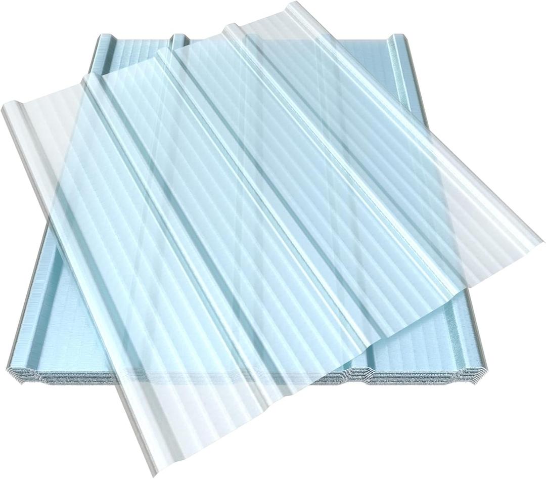 12 PCS 3'x 3.2' Clear Polycarbonate Roofing Sheet, Splicable Corrugated Plastic UV Resistant Greenhouse Shed Canopy, Transparent Insulation Day Lighting Panels, Easy Cut Covering Panel for Outdoor