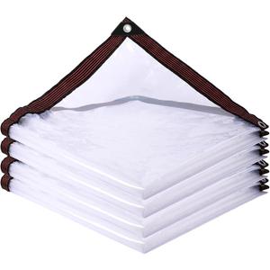Clear Tarp Waterproof with Grommets 8x12,Heavy Duty Clear Plastic Tarp Cover,Clear Vinyl Tarp for Outdoor/Patio/Garden/Chicken Coop/Cat Litter, 8x12 ft-1P