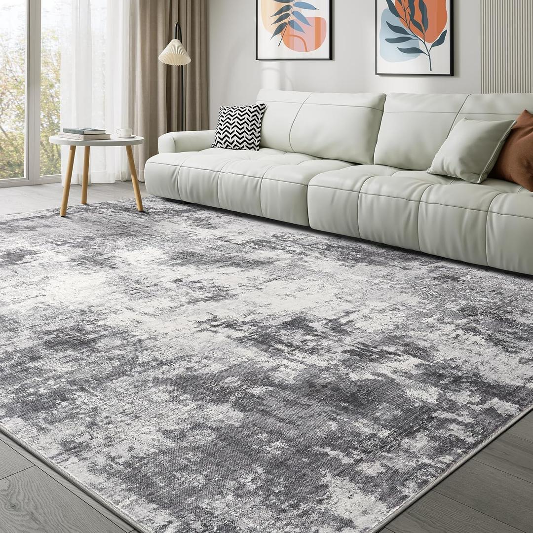 Washable 11x13 Area Rugs for Living Room: Abstract Modern Home Decor Rug
