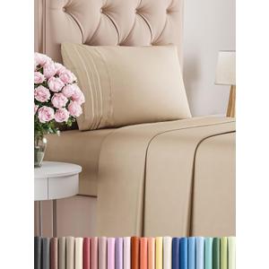Twin Size 3 Piece Sheet Set - Comfy Breathable & Cooling Bed Sheets Set - Hotel Luxury Bedding for Women, Men, Kids, Teens, Boys & Girls - Deep Pockets, Ultra-Soft and Wrinkle Free - Oeko-Tex - Cream