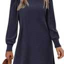Zeagoo Women Fall Winter Dress Knitted Pullover Dresses (Medium, Navy Blue)