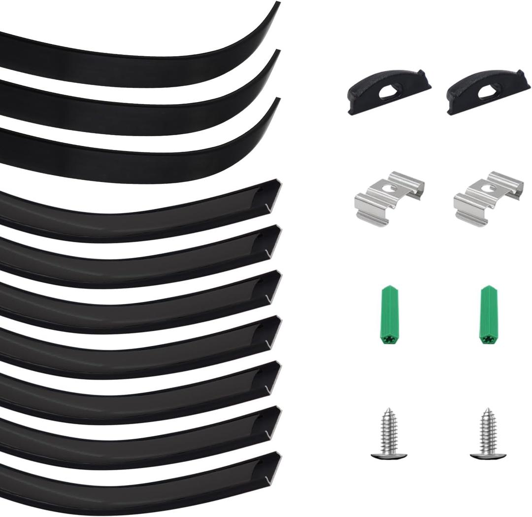 Bendable LED Track 10-Pack, 3.3FT/1M Black Bendable Aluminum LED Channel with Diffuser Cover, Surface Mount Curved Arc Profile Housing for Wall & Ceiling, Fits up to 12.5mm Wide LED Strip Lights