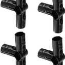 uxcell 4 Pcs Structural Pipe Connectors, 1-1/8" 4-way Metal Clamp Fittings Corner Pipe End Rails Clamp with Screws for DIY Shelf Garden Support, Black