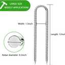 Rebar-Stakes-12-Inch-Galvanized, U Hook Trampoline Stakes 6 Pack Ground Anchors Tent Stakes Heavy Duty for Plants Anti-Rust Landscape Fabric Stakes Artificial Turf