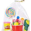 Wowfit 50 CT 10x14 inches Clear Bottom Gusset Cellophane Gift Bags with 6" Gold Twist Ties, Cello Packaging for Party Favors, Bridal Showers, and Wedding Gift Wrapping