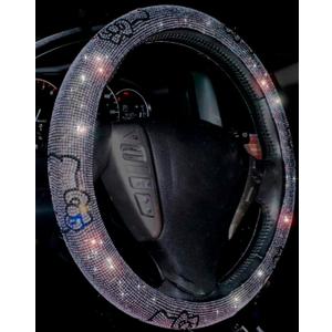 Ultra Bling Rhinestones Especially Shiny Cat Steering Wheel Cover (Silver)