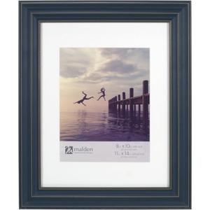 Malden International Designs 8x10 11x14 Rustic Blue Matted Picture Frame,2428-80