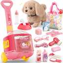 Dog Toys for Kids Girls with Puppy Stroller,Realistic Robot Interactive Stuffed Dog and 16 Pcs Toy Dog Accessories,Puppy Pet Care Pretend Play Set for 3 4 5 6 7 Year Old Toddler Girls Birthday Gifts
