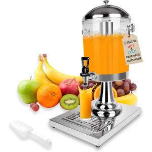 Beverage Dispenser With Stand, Drink Dispenser for Party, Stainless Steel Water Jar Dispenser with Ice Container, Spigot, Drink Jar Jug For Home Parties