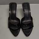 QIV Leopard Kitten Heels Pointed Toe Mule Heels for Women Open Toe Kitten Heel for Party Dressy Wedding (6.5, Black)