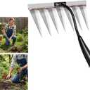2 x Iron Rake for Weeding, Garden Metal Rake Heavy Duty with 7 Tines, Garden Weeding Rake Tools, Sharp Gardening Weed Rake Tool, Hand Rake Weeder Tool Weed Puller for Backyard Farm Planting Weeding