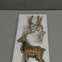 DN DECONATION 2PCS Christmas Reindeer Decoration Christmas Figurines Standing Deer Statues, Rustic Resin Xmas Reindeer with Wood Texture for Tabletop Mantle Decor (Brown) (Set of 2)