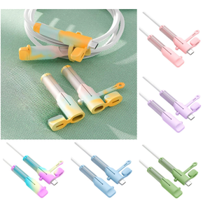 Charger Cable Protector 6 Sets (12pcs)  Silicone NonSlip Cord Savers Compatible with iPhone/Android/TypeC, 3in1 Dustproof+Organizer+Protection, 6 Colors USB Wire Protector for Home & Gift