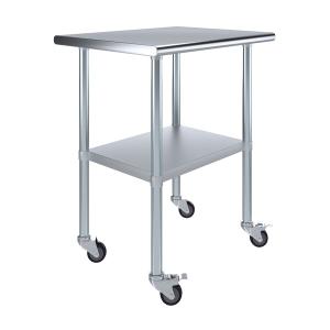 AMGOOD 24 in. x 30 in. Stainless Steel Table With Wheels AMG WT