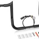 12" Rise Pre-Wired Ape Hangers Handlebars 1 1/4" Fat 1" Clamp Meathook Monkey Bar for Harley Touring 2008-2013 Harley Street Glide FLHX Electra Glide Standard FLHT Ultra Limited FLHTK