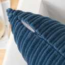Kevin Textile Striped Corduroy 16x16 Pillow Covers 2 Pack, Dusty Blue | Soft Plush Corduroy Velvet Texture Cushion Covers with Hidden Zipper Farmhouse Decoration for Sofa Couch Chair