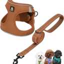 BELLA & PAL Step in Vest Harness for Small and Medium Dogs, No Pull Small Dog Harness with Leash Set, Comfortable Air Mesh Dog Vest Harness with Reflective Strip (Mokka, S)