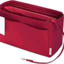 ZTUJO Purse Organizer Insert, Felt Bag Organizer with Metal Zipper, Handbag & Tote Shaper, For Speedy Neverfull Tote, 7 Sizes (Large, Ruby)