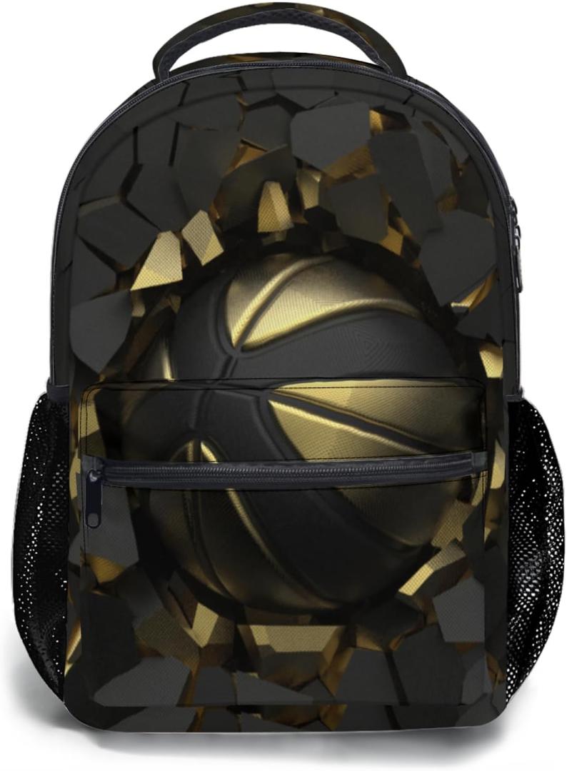 Giwawa Baskestball Backpack for Kids 3D Sports Ball Elementary School Shoulder Bag Bookbag for Men Boys Girls Laptop Tablet Travel Multiple Pockets Hiking Daypack