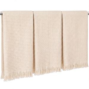 CrystalSylara 3 Pcs Waffle Kitchen Towels with Tassels Beige Absorbent 100% Cotton Turkish Dish Towels Decorative Boho Farmhouse for Drying Dishes & Home Decoration, 17.7 x 27.6inch MISSING 1