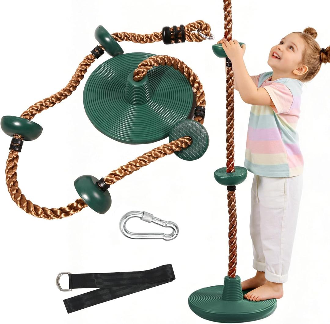 REDCAMP Climbing Rope Swings for Trees, Heavy Duty Plastic Disc Swing Seat for Kids and Adults with Hanging Strap and Snap Hooks