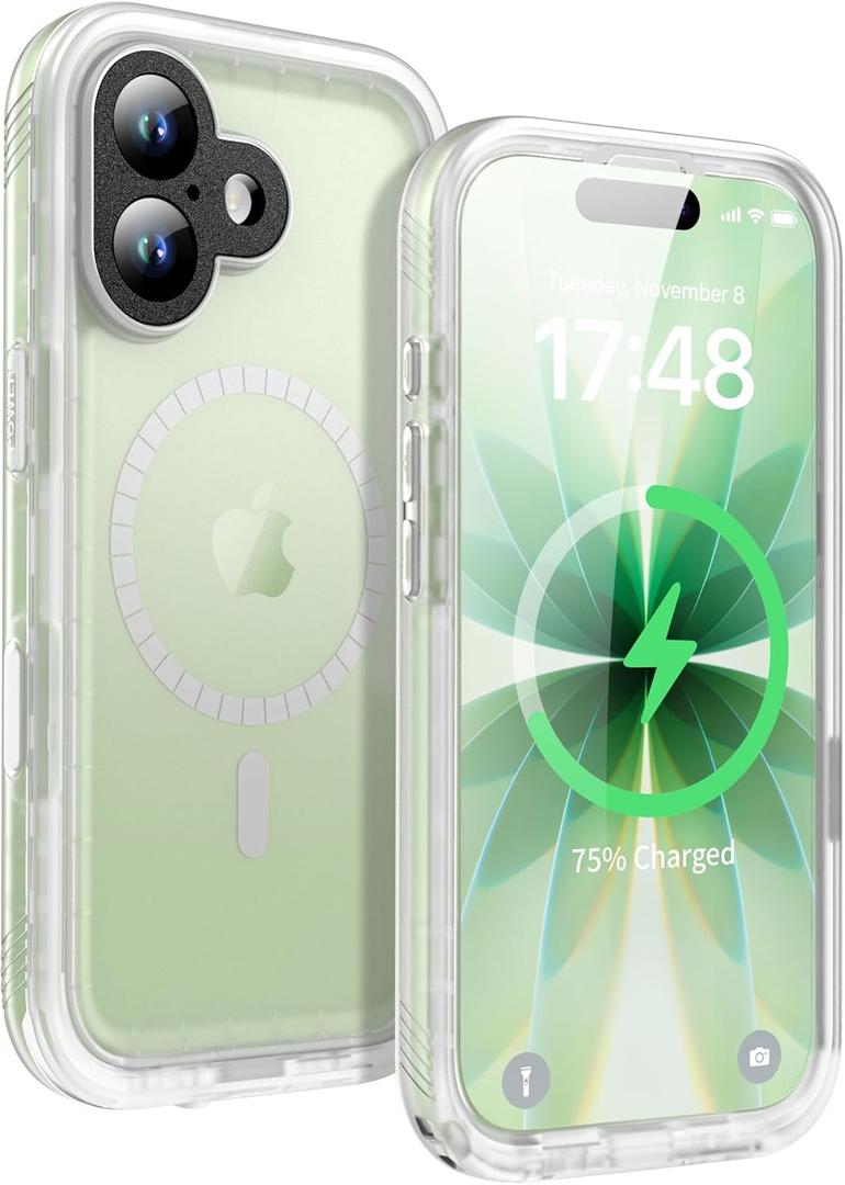 SPORTLINK Magnetic for iPhone 17 Case - IP68 Waterproof Full Body Heavy Duty Military Shockproof Dropproof 360 Sealed Rugged Cover for i Phone 17 6.3 Inch Frosted Clear Compatible with Magsafe