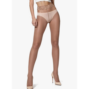 Mila Marutti Sheer Tights for Women - Pantyhose Stockings with Lace Top 20Den Size L