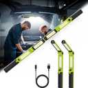 2 PCS Work Light Magnetic,2600ML LED Mechanic Lights, Rechargeable Light, Underhood Light with Hooks for Car Repairing/Garage/Workshop/Emergency/Inspection (Green)