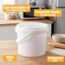 10 Pack 1.5 Quart/48oz White Plastic Bucket with Lid and Handle, Food Storage Bucket,Empty Paint Can Quart Plastic Paint Containers for Paint Water Art Crafts Projects
