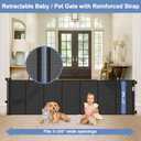 Reinforced 200 Inch Extra Wide Baby Gate Retractable Dog Gate 16.7ft Outdoor pet Gates for Wide Openings 37 Inch Tall No Sag Mesh Retractable Baby Gates for Doorways with Reinforced Strips, Black