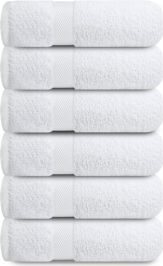 Infinitee Xclusives White Hand Towels for Bathroom - Set of 6 (16x28 inches) 600 GSM, 100% Cotton Ultra Soft, Quick Drying, Hotel Quality Hand Towel Set (Brilliant White, Hand Towels)