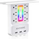 Socket Outlet Shelf,Wall Outlet Surge Protector,6 Electrical Outlet Splitter with 3 USB Outlet,Multi Plug Outlet,Charging Shelf,Outlet Expander with 6 Nightlight for Home