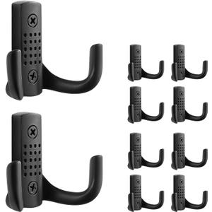 10 Pack Double Wall Hooks 2-Prong Coat/Hat Die-cast Copper Hooks for Hanging Wall Mount Hanger Clothes, Purse, Bag, Towel Organization Decorative Wall Hooks
