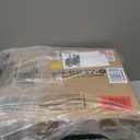 GREENSTELL Small Vanity Stool Chair with Storage and Folding Back, 13.4" x 15" x 30" Square Faux Fur Soft Ottoman, 4 Metal Legs with Anti-Slip Feet, Furry Padded Seat for Makeup, Bedroom, Black