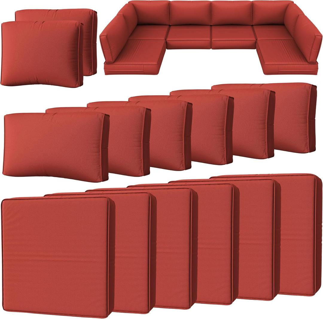 10 Pcs Outdoor Cushion Slipcovers Outdoor Patio Cushion Covers Replacement Waterproof with Zipper for Outdoor Furniture, Patio Sofa Couch 3 Sizes, Covers Only