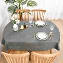 Wolkemer Faux Linen Oval Tablecloth Heavy Duty Wrinkle Resistant Fabric Table Cloths 60 x 84 Inch Charcoal Farmhouse Rustic Table Cover for Kitchen Dining Indoor Outdoor Tabletop Decoration