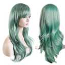 Akstore 28 inch Fashion Wigs Long Wavy Curly Hair Cosplay Wig (Grey Green)