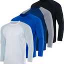 Real Essentials 4-Pack: Boys Long Sleeve Rash Guard Shirt Swimwear UPF Sun Protection Surf Top Swim Suit (X-Large, Set 3)