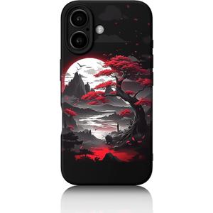 for iPhone 16 Case Anime Compatible with Magsafe, Silicone Black Cute Japanese Anime Design Magnetic Shock Proof Heavy-Duty Protection Phone Case for Men Boys Women Girls