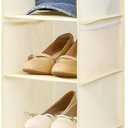 Hanging Shoe Organizer for Closet with Side Mesh PocketsHat Racks for Baseball CapsShoe and Hat Holder & Storage8-ShelfBeige1 Pack