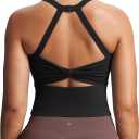 Aoxjox Women's Workout Sleeveless Lola Longline Tank Fitness Training Gym Yoga Crop Tanks (Black, Large)