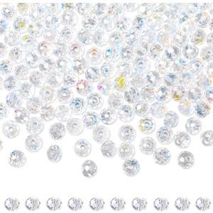 ZHIYUXI 400pcs Crystal Beads for Suncatchers Glass Beads for Jewelry Making for Keychain Making 6mm Rondelle White Clear Sun Catcher Beads & Bead Assortment Bulk Bracelets Arts and Crafts